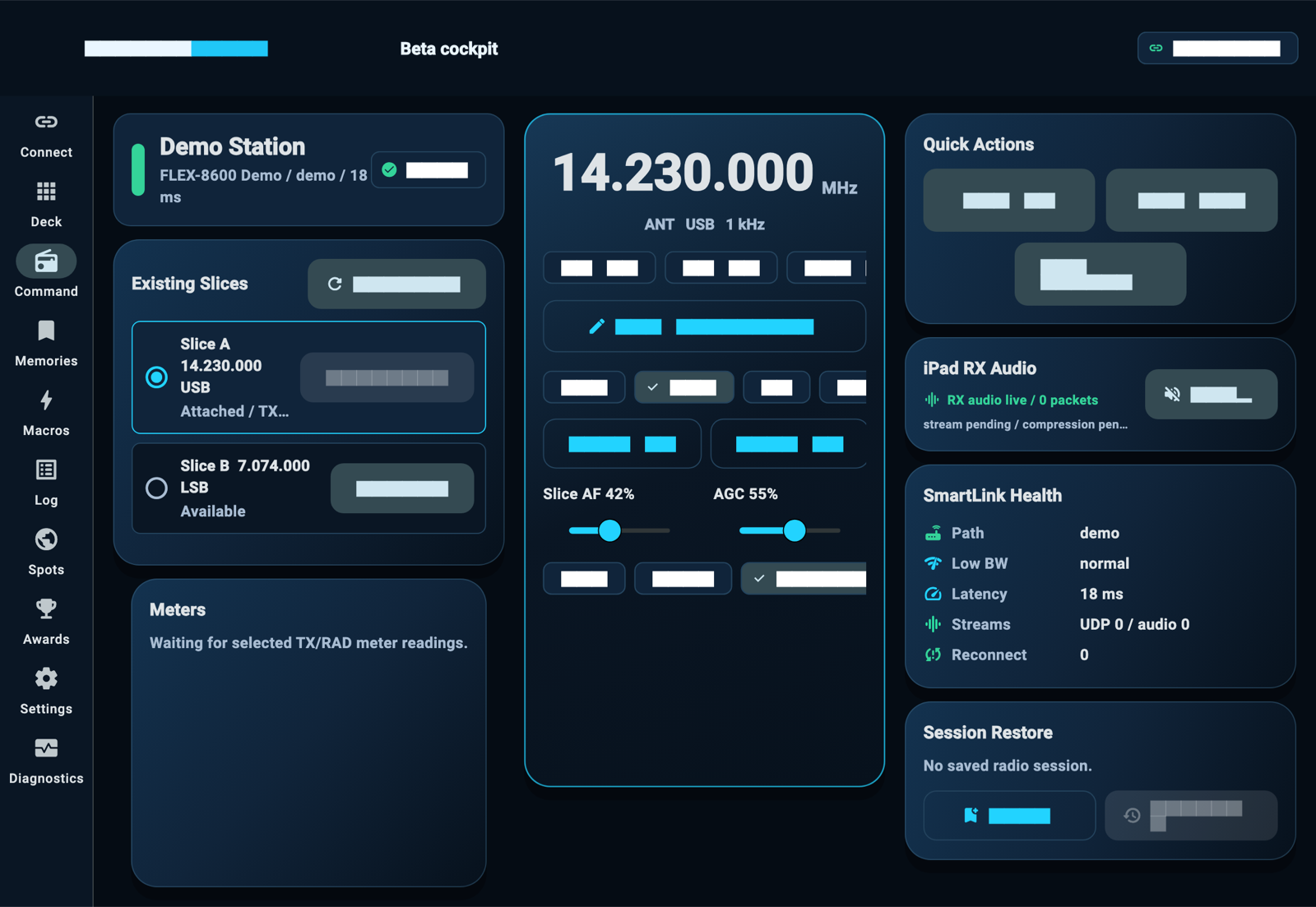 StationPilot command VFO controls on iPad