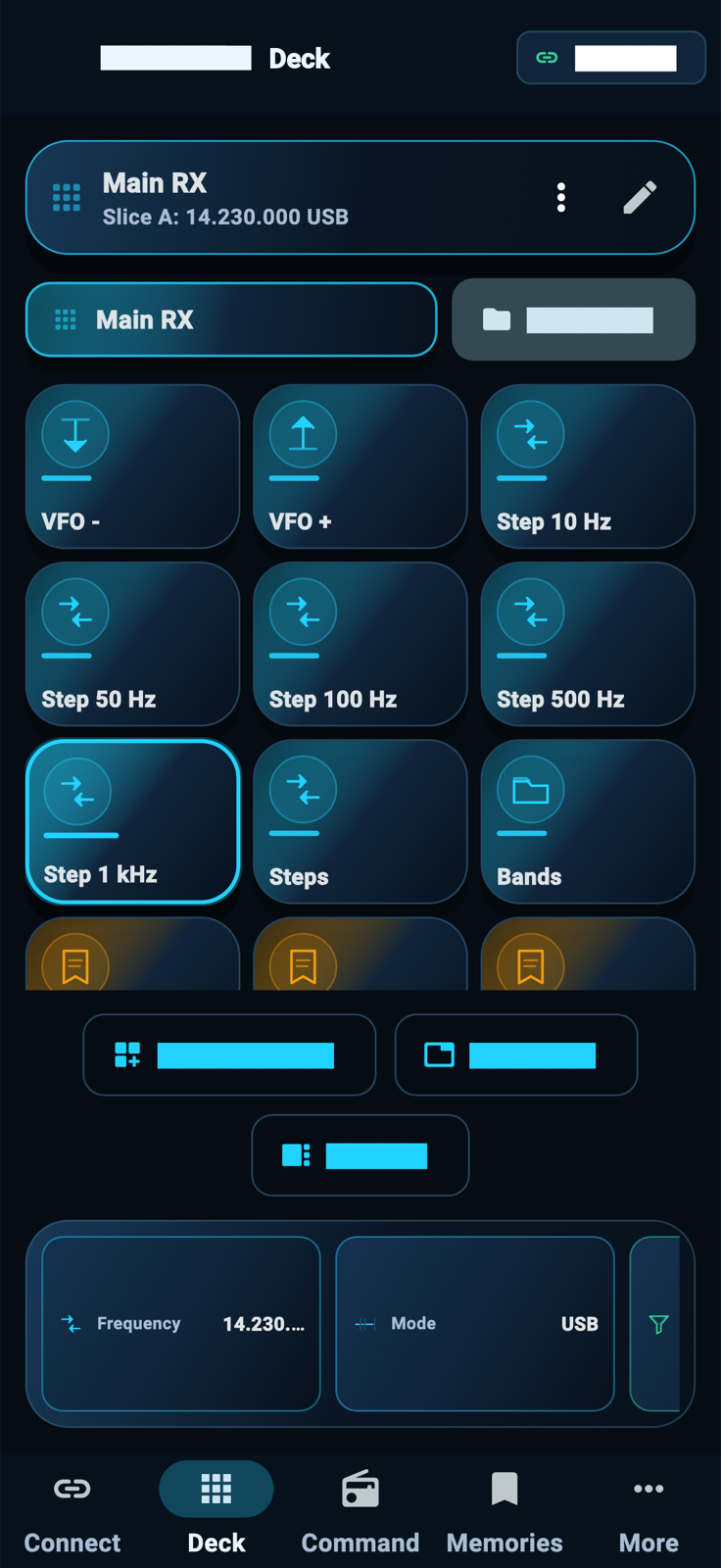 StationPilot Deck main RX screen on iPhone