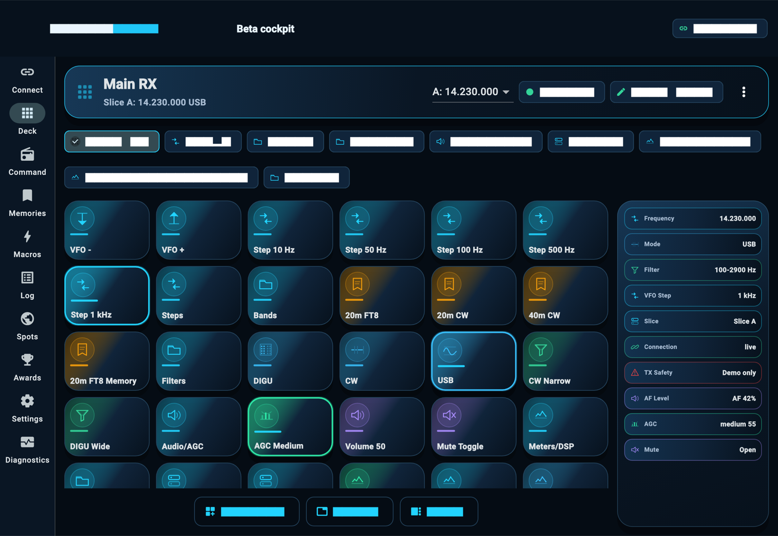 StationPilot Deck main RX screen on iPad