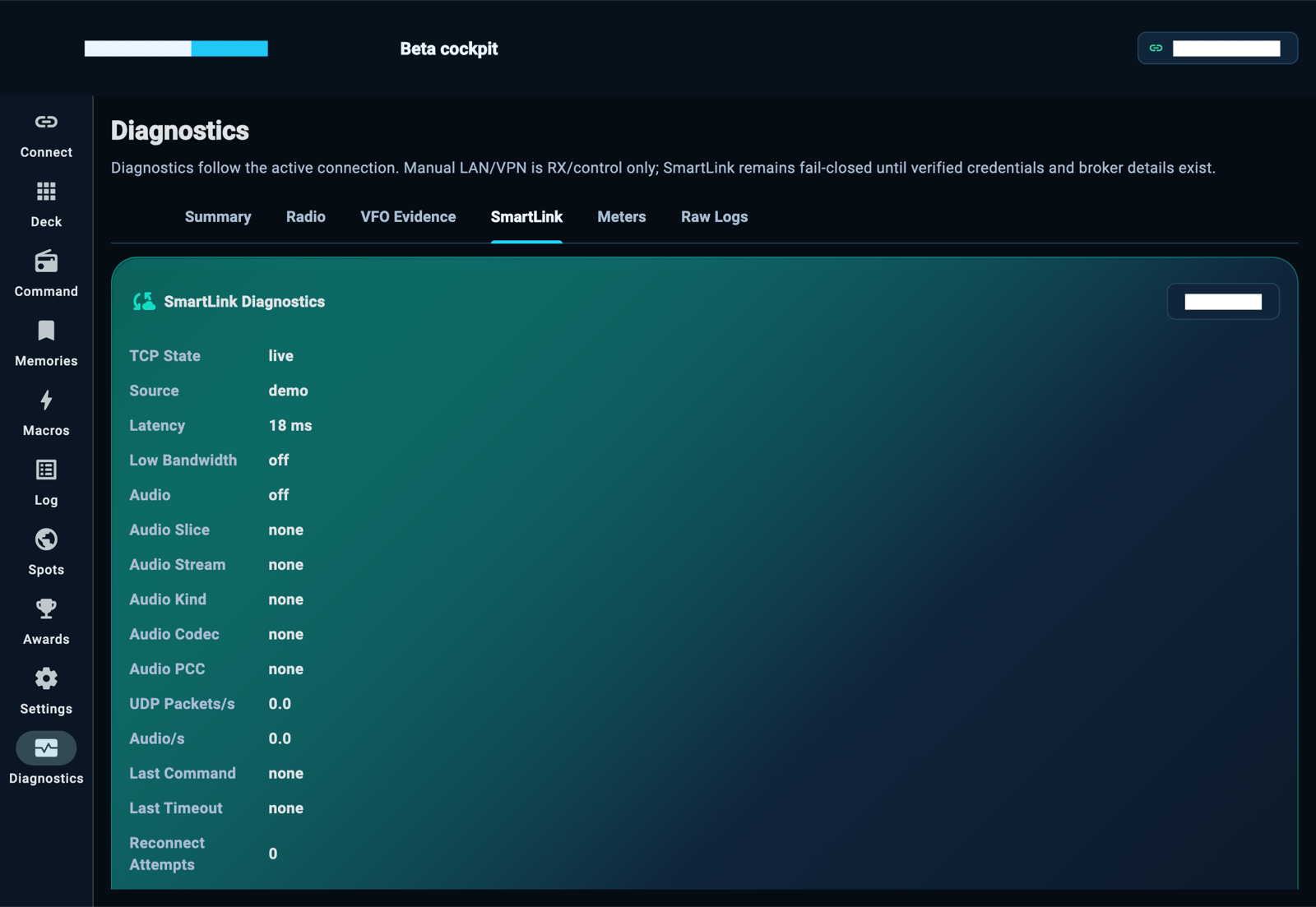 StationPilot diagnostics and SmartLink readiness on iPad