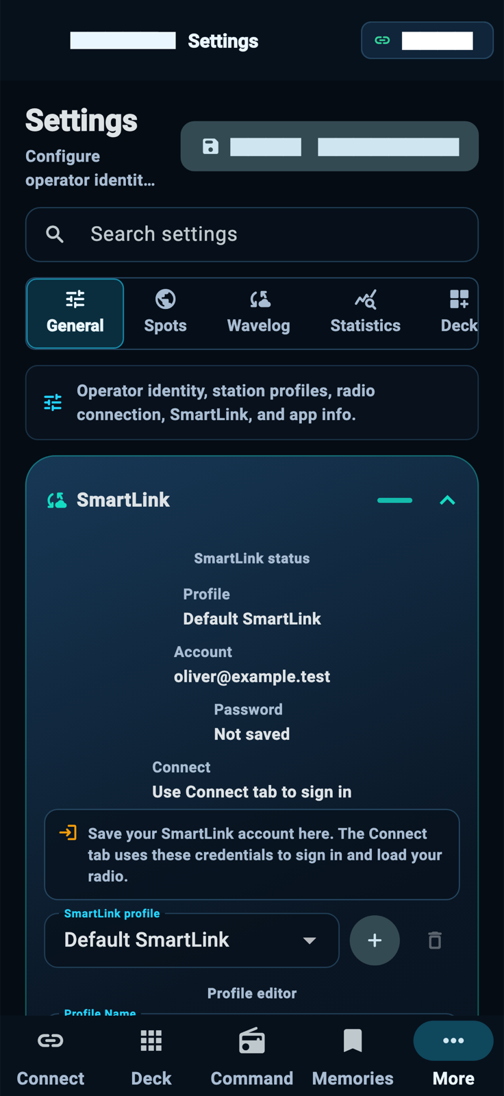 StationPilot SmartLink settings on iPhone